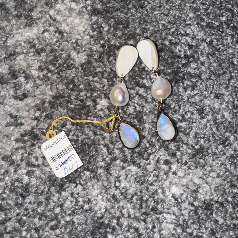 White and Gold Drop Earrings